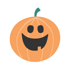 Cute Halloween pumpkin lantern. Hand drawn character. Vector illustration