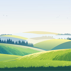 Obraz premium panorama of a beautiful, ecological farmland at sunrise