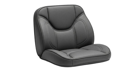 Black ergonomic vehicle seat isolated on a white background.