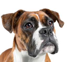 Playful boxer dog portrait high-quality isolated on transparent background