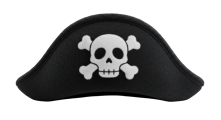 Black Pirate Hat with Skull and Crossbones for Costume.