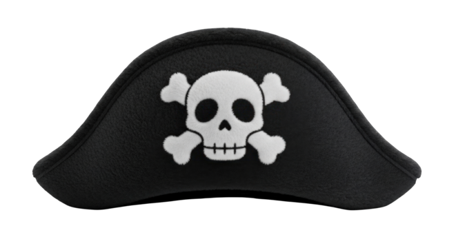 Black Pirate Hat with Skull and Crossbones for Costume.