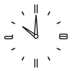 Simple minimalist clock face icon showing 10 oclock with straight line hour and minute markers and a dial hand pointing to the hour