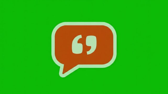 Animated Red Quote Speech Bubble Icon with White Quotation Marks on Green Screen for Testimonials