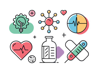Fototapeta premium Illustrative Healthcare Icons Display Medical Innovation And Vital Diagnostics