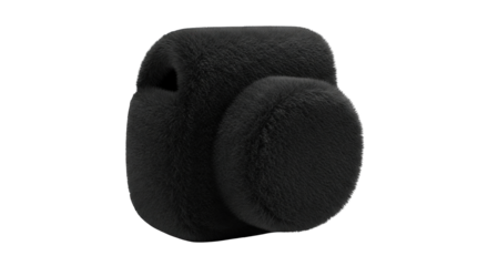 Black microphone cover for audio recording studio equipment.