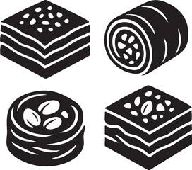 Turkish and Middle Eastern Dessert Icons | Baklava and Traditional Sweets Vector Illustration.
