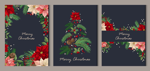 A set of colorful Christmas posters. Vector for flyers, postcards, design, social media.