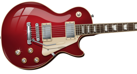 Red Electric Guitar with White Pickguard - Close-Up of Red Electric Guitar Body and Pickups