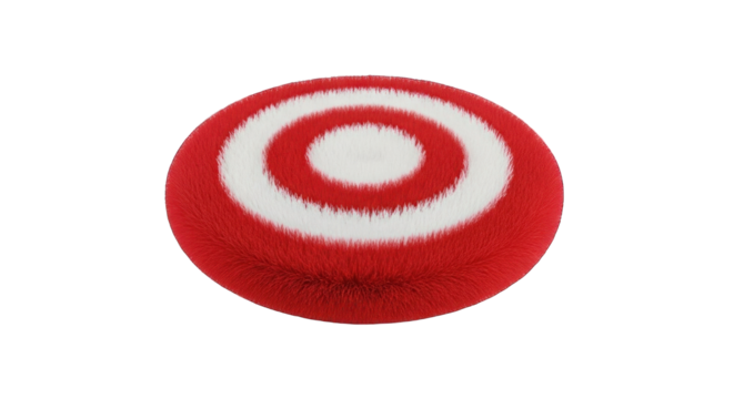 Red and white circular target object isolated on white background.