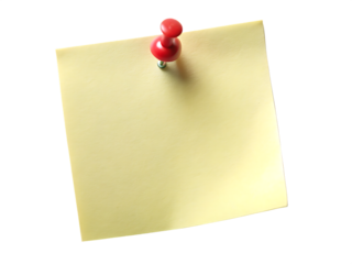 blank note paper with push pin isolated on white background ,PNG. AI Generated