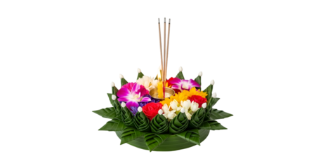 Decorative Floral Arrangement with Incense Sticks - Vibrant Floral Arrangement with Incense Sticks