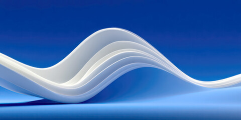 Abstract White Layered Wavy Shapes Background Smooth Minimalist Blue Design