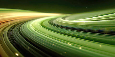 Abstract Flowing Spiral Lines Background Green Yellow Curving Light Streaks Effect