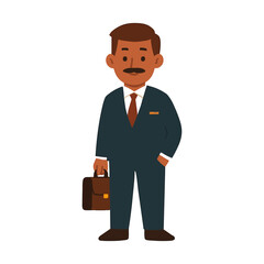 Professional Businessman with Briefcase Vector Illustration, Corporate Man