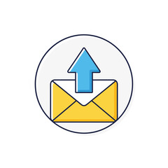 Email sending icon blue arrow sending letter symbol vector