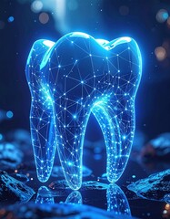 Visualizing glowing blue nanostructured tooth in modern biotechnology an innovative exploration of dental science