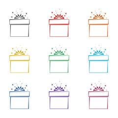 Gift box  icon isolated on white background. Set icons colorful