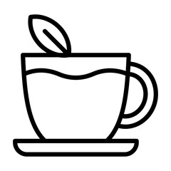 Herbal Tea Icon - Black Outline