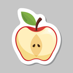Apple fruit sticker icon in flat style. Healthy dessert vector illustration on isolated background. Fresh food sign business concept.