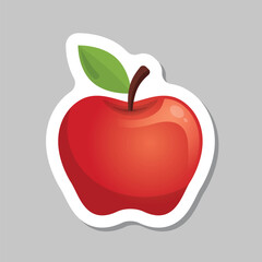 Apple fruit sticker icon in flat style. Healthy dessert vector illustration on isolated background. Fresh food sign business concept.