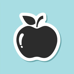Apple fruit sticker icon in flat style. Healthy dessert vector illustration on isolated background. Fresh food sign business concept.