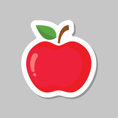 Apple fruit sticker icon in flat style. Healthy dessert vector illustration on isolated background. Fresh food sign business concept.