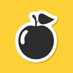 Apple fruit sticker icon in flat style. Healthy dessert vector illustration on isolated background. Fresh food sign business concept.