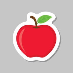 Apple fruit sticker icon in flat style. Healthy dessert vector illustration on isolated background. Fresh food sign business concept.