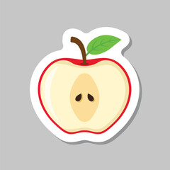 Apple fruit sticker icon in flat style. Healthy dessert vector illustration on isolated background. Fresh food sign business concept.
