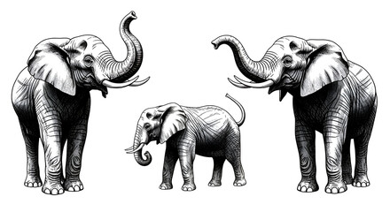 Fototapeta premium set of elephants