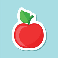 Apple fruit sticker icon in flat style. Healthy dessert vector illustration on isolated background. Fresh food sign business concept.