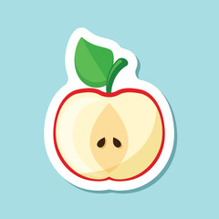 Apple fruit sticker icon in flat style. Healthy dessert vector illustration on isolated background. Fresh food sign business concept.