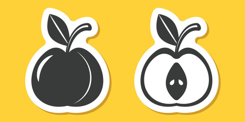 Apple fruit sticker icon in flat style. Healthy dessert vector illustration on isolated background. Fresh food sign business concept.