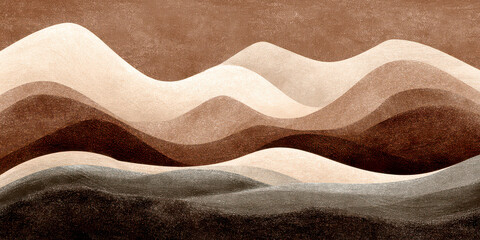 Abstract Wavy Layered Landscape with Earthy Brown and Tan Tones