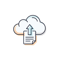 Cloud upload icon document file data transfer vector