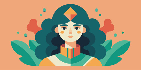Stylized portrait of a woman with voluminous dark hair and geometric adornments Keywords: portrait, woman, female, stylized, Modern car vector illustration Flat car icon Urban vehicle vector