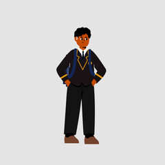 Students with uniform Flat Illustration