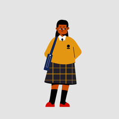 Students with uniform Flat Illustration