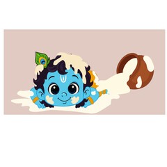 Baby Krishna Spilled Milk Makhan Scene
