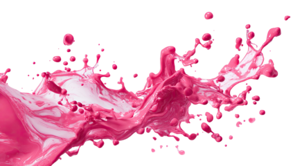 Dynamic pink paint splash against black. Motion-filled, fluid, and vibrant display