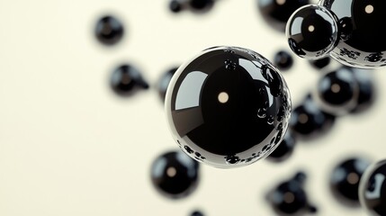 Abstract black spheres on white background