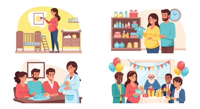 Stages of Anticipating and Welcoming a Newborn Child with Joyful Expectation