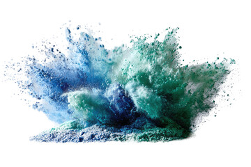 Obraz premium A dynamic explosion of color with blues and greens against a black background, reminiscent of a wave