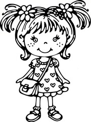 Fototapeta premium cute girl illustration less color