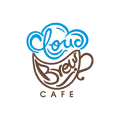 Cloud brew cafe logo design vector