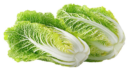 Freshly harvested leafy green vegetable, showing intricate internal leaf structure and vibrant colors