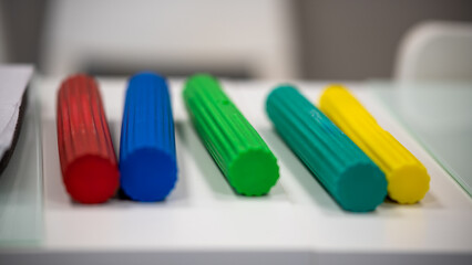 Soft coloured cylinders for use in physiotherapy