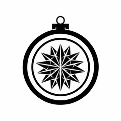 Fototapeta premium Minimalist black and white Christmas ornament with geometric starburst design, modern holiday vector illustration