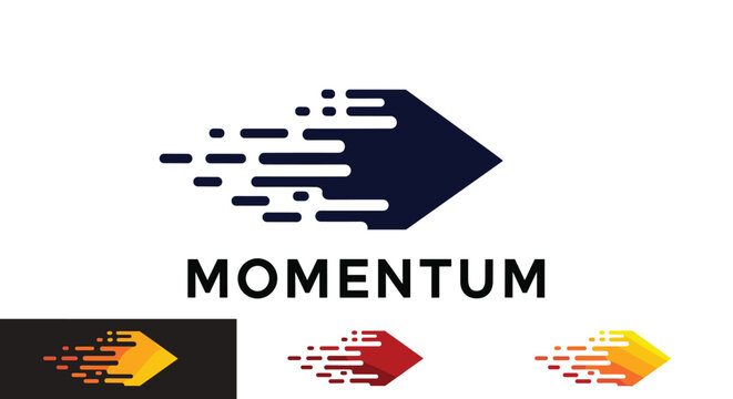 Dynamic Momentum Arrow Bursting Forward Symbolizing Progress and Innovation in Business and Technology, Demonstrating Strategic Direction and Fast Paced Movement on White Background, Corporate Identit